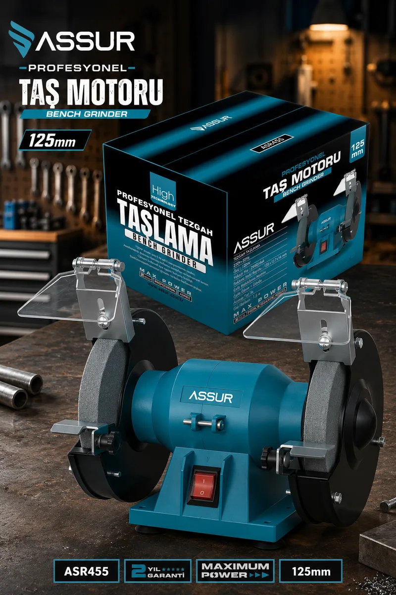 125mm Zımpara Balta Bıçak Bileme Makinesi Taş Motoru Tezgah Üstü Taşlama Makinesi - Görsel 8