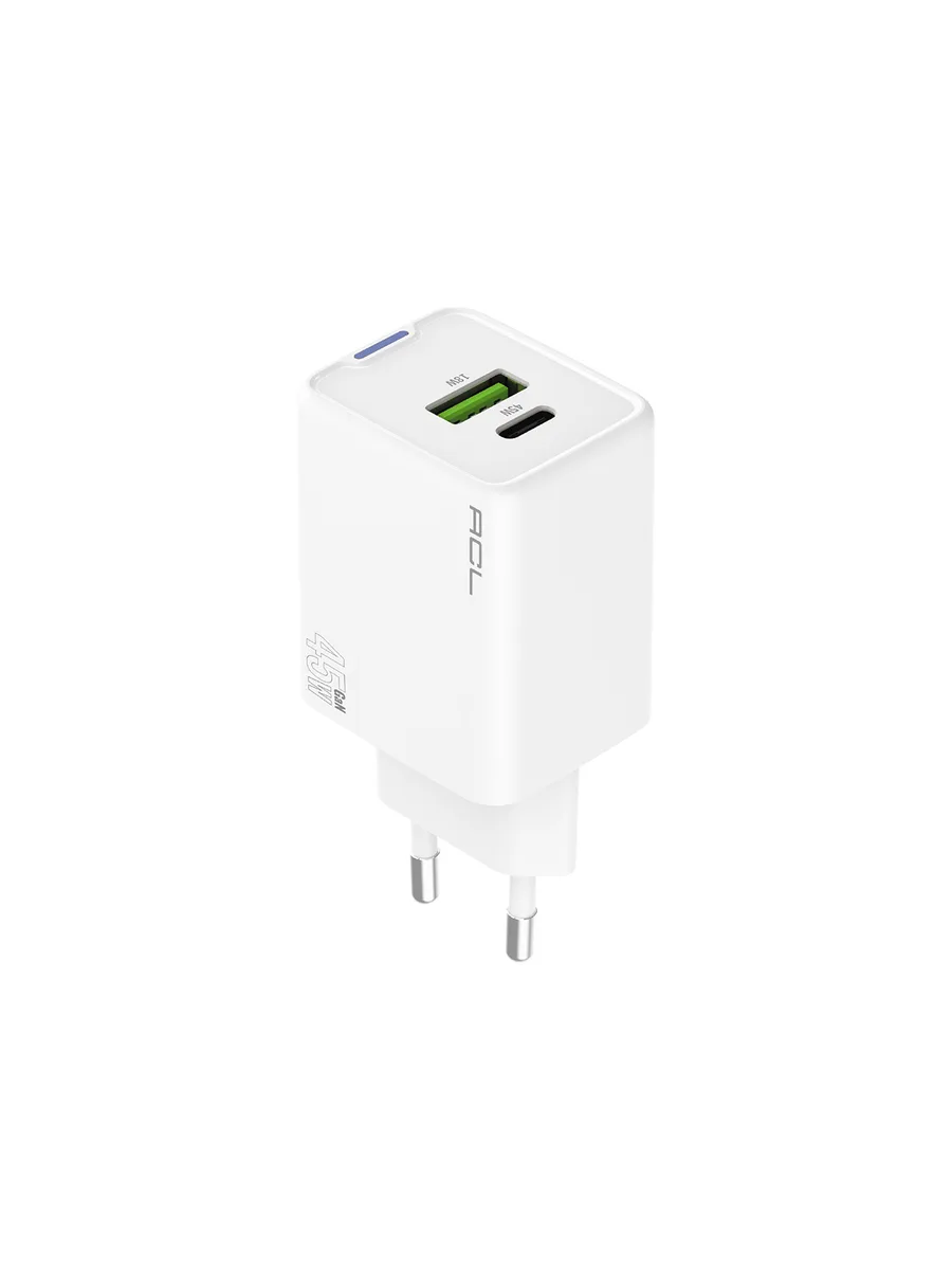 ACL AC-106 45W GaN Premium Hızlı Duvar Şarj Cihazı – Çift Portlu (Type-C + USB-A) ve PD+QC 3.0 Destekli - Görsel 2
