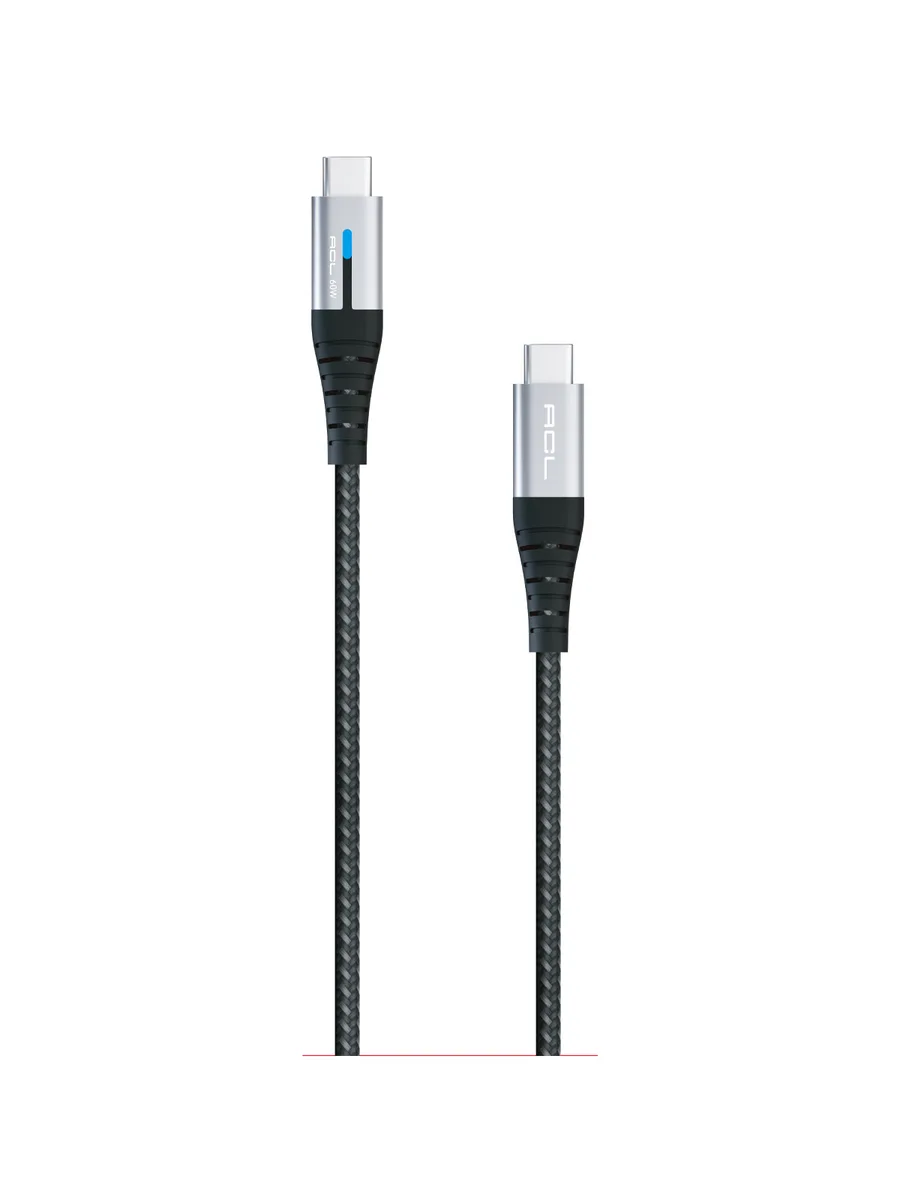 ACL ACK-100 0.30M LED Göstergeli 60W USB-C to Type-C Örgü Şarj ve Veri Kablosu (3A) - Görsel 2