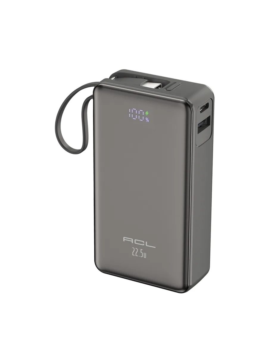 ACL PW-109 10000 mAh 22.5W Super Fast Charging Powerbank – Dahili Type-C Kablolu ve LCD Göstergeli - Görsel 2
