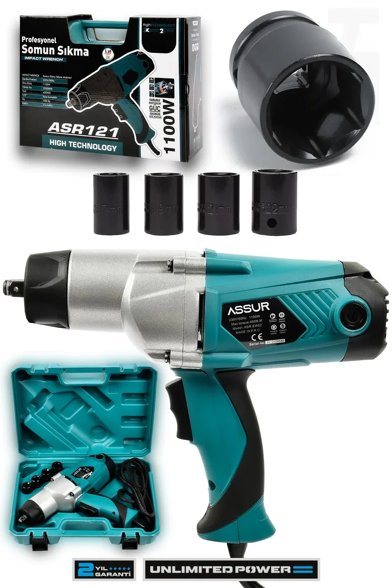 ASSUR 1100W Elektrikli 450 Nm Tork Somun Sıkma Makinesi