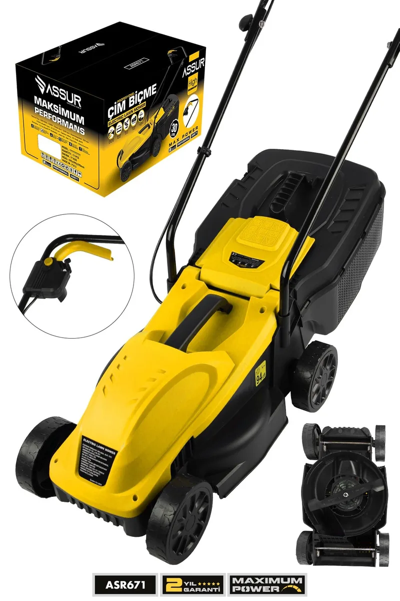 ASSUR 1200W 30 L Toplama Torbalı Elektrikli Çim Biçme Makinesi - Görsel 5