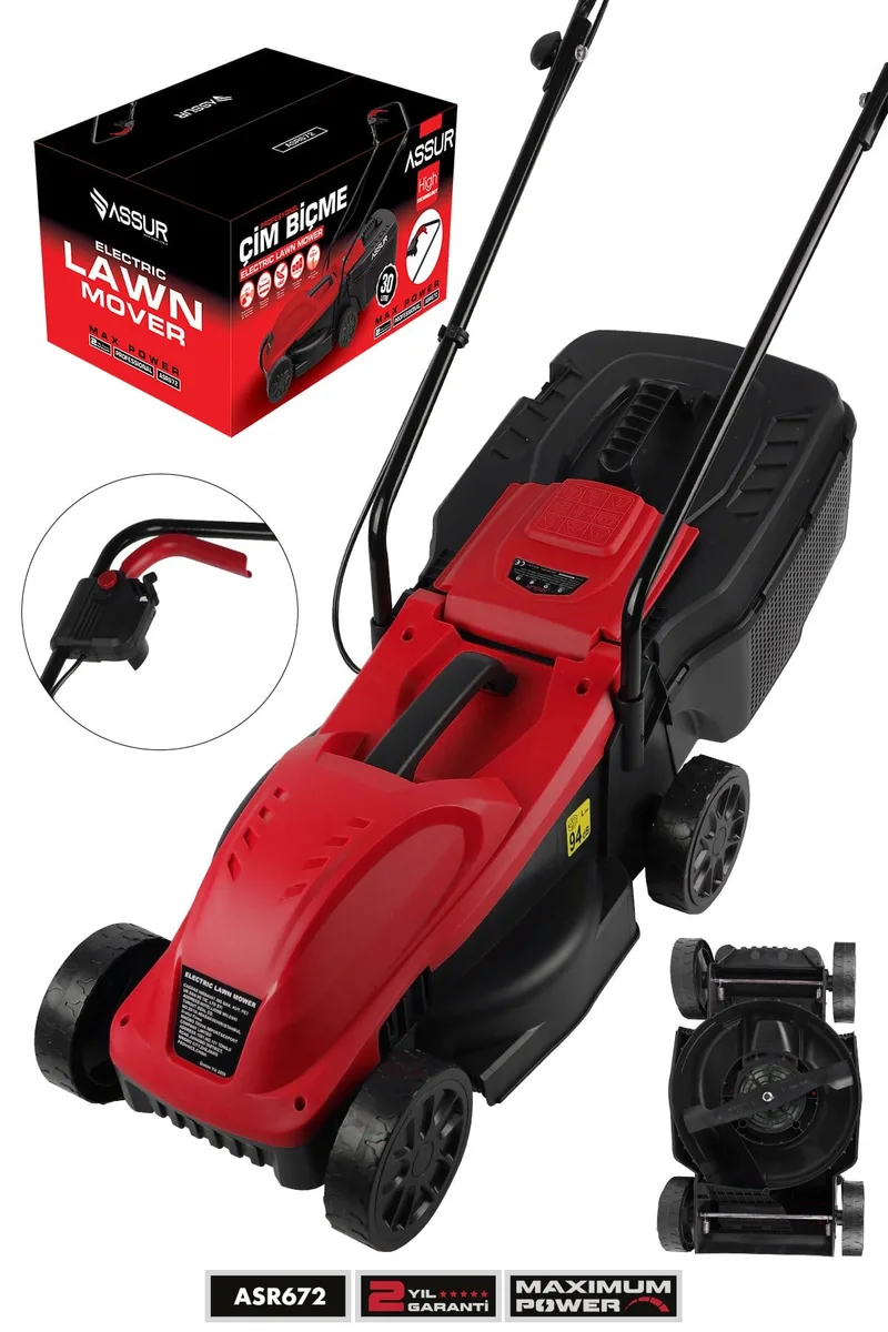 ASSUR 1200W 30 L Toplama Torbalı Elektrikli Çim Biçme Makinesi - Görsel 7