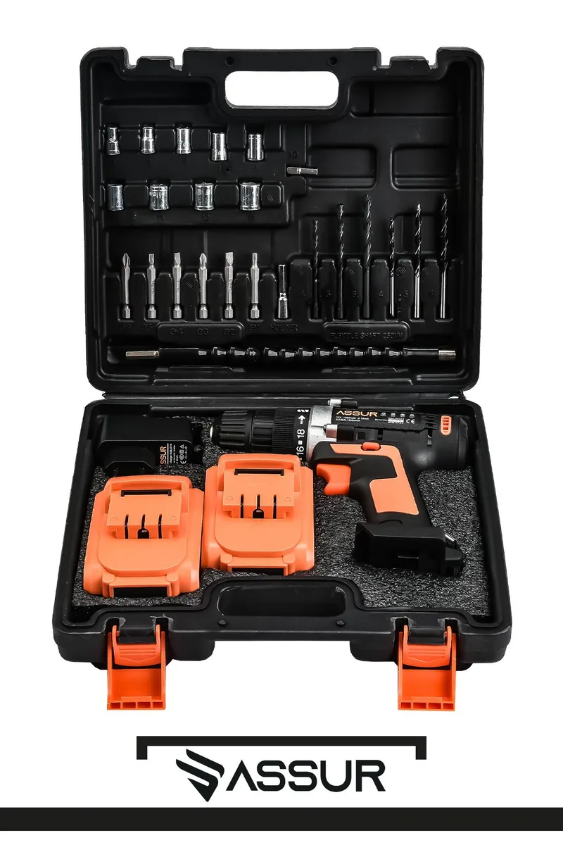 ASSUR 12V 10mm Mandren Çelik Şanzıman Bakır Sargılı Çift Akülü Matkap Vidalama - Görsel 3