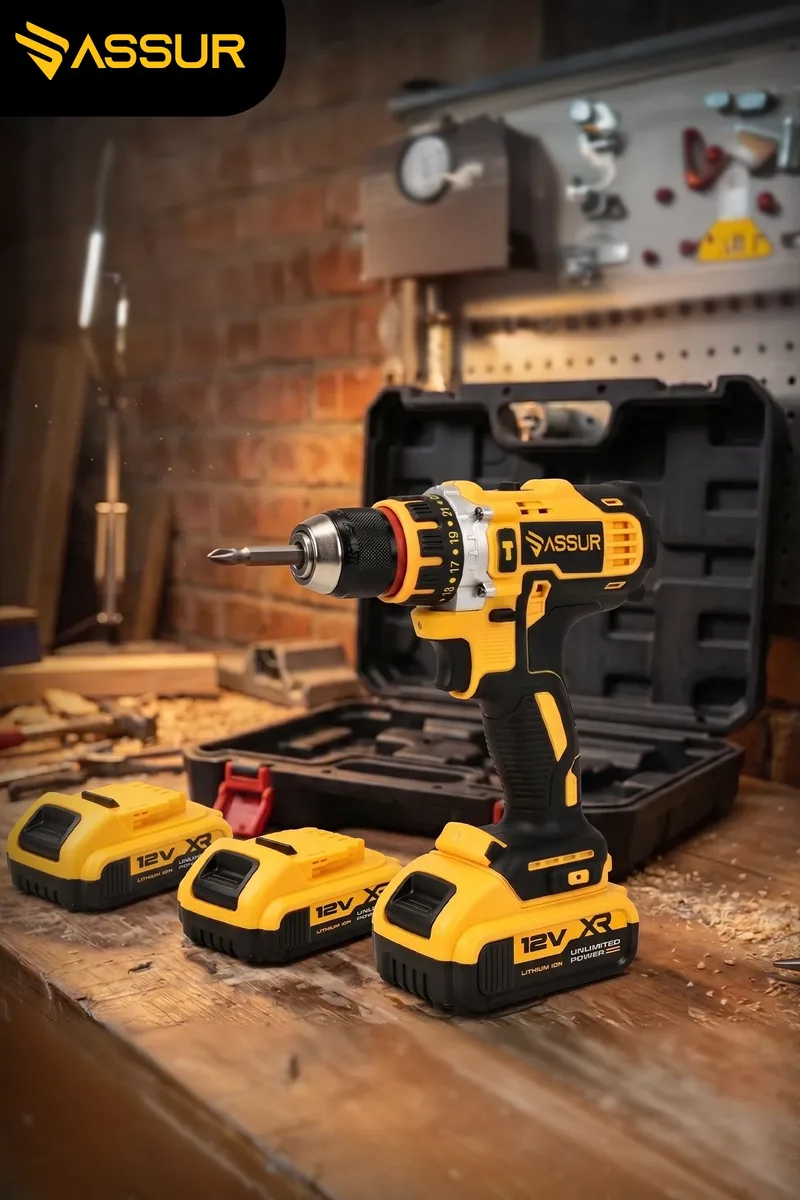 ASSUR 12V 10mm Mandren Çift Akülü Çelik Şanzıman Matkap Akülü Vidalama - Görsel 3