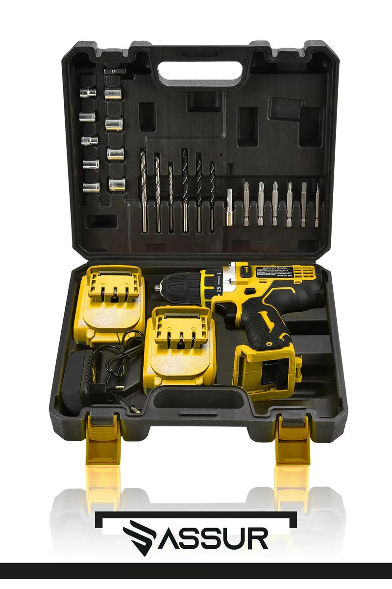 ASSUR 12V 10mm Mandren Çift Akülü Metal Şanzıman Matkap Akülü Vidalama - Görsel 3