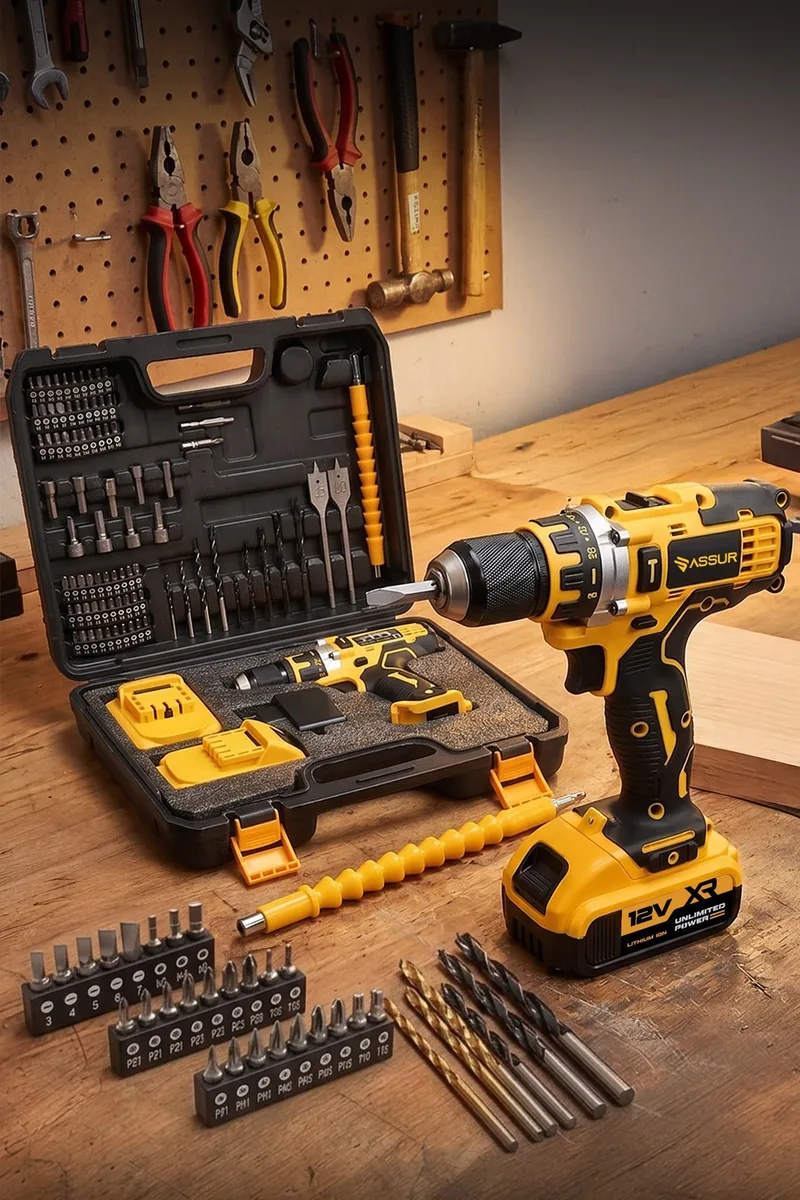 Assur 12V Çift Akü Şarjlı Matkap Metal Şanzıman Akülü Vidalama - Görsel 7