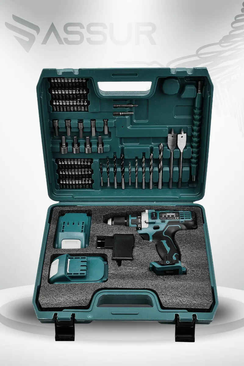 Assur 12V Çift Akülü Vidalama Metal Şanzıman Şarjlı Matkap - Görsel 5