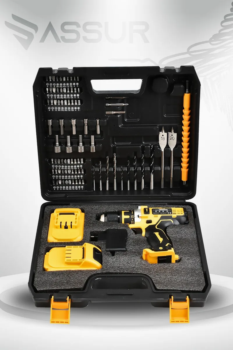 Assur 12V Şarjlı Matkap Metal Şanzıman Bakır Sargılı Çift Akülü - Görsel 4