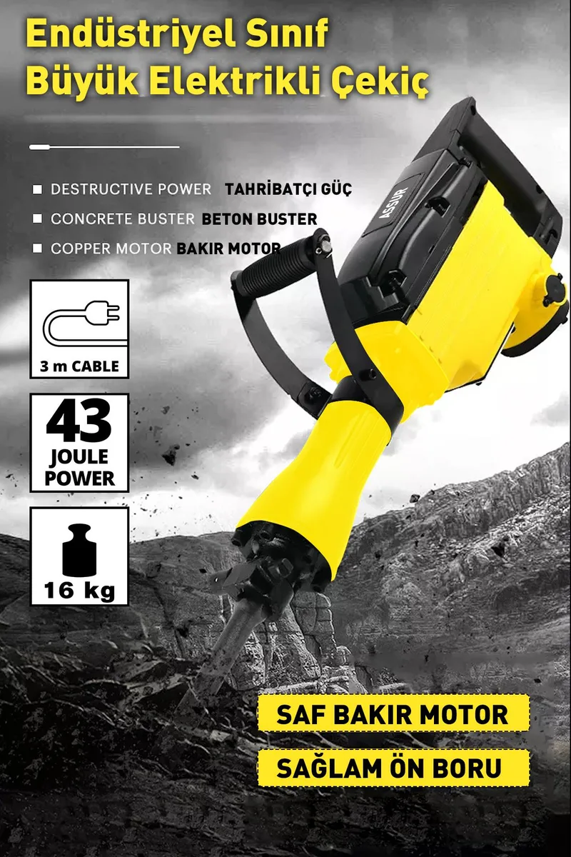 ASSUR 1800W Darbeli 16 kg Kırıcı Delici Hilti - Görsel 6