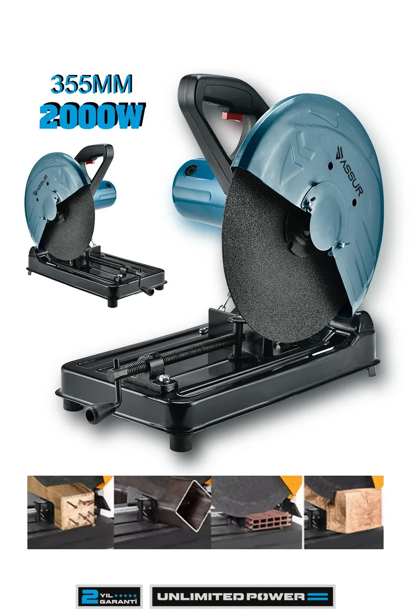 ASSUR 2000W Bakır Sargılı Metal Şanzıman 355mm Profil Metal Kesme Makinesi