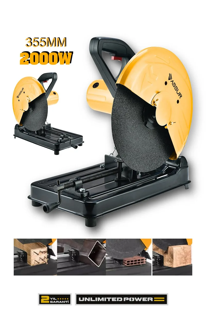 ASSUR 2000W Bakır Sargılı Metal Şanzıman 355mm Profil Metal Kesme Makinesi - Görsel 2