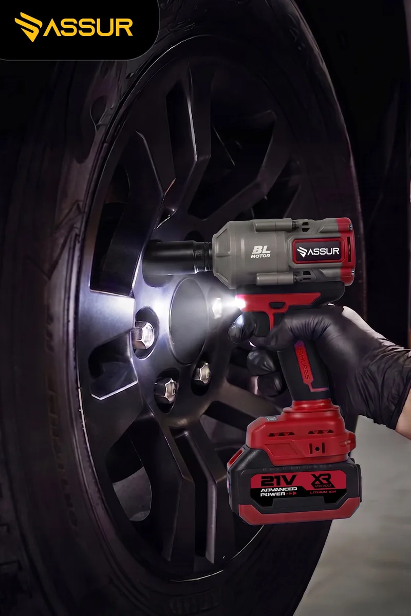 ASSUR 21V 1100 Nm Torklu Çift Akülü 10 Pilli 1/2 Kırmızı Somun Sıkma Makinesi - Görsel 3