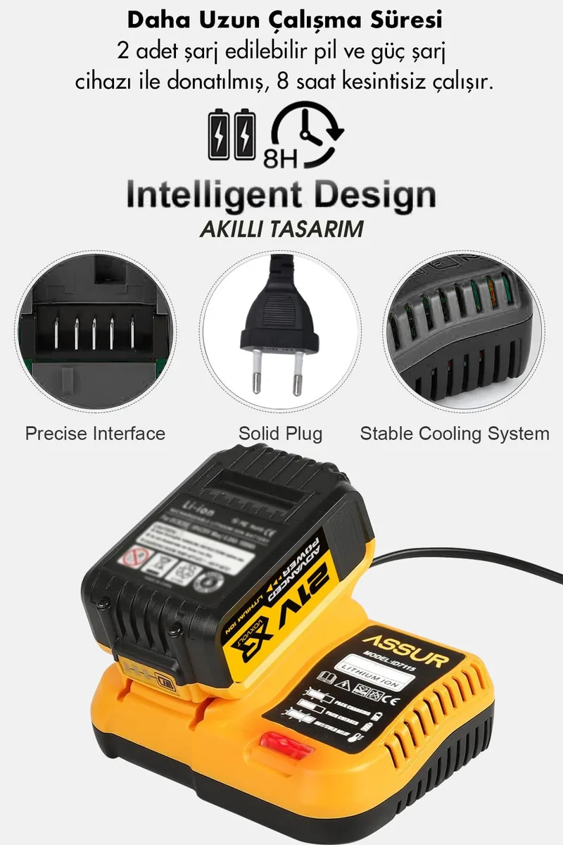 ASSUR 21V 800 Nm Torklu 32 Parça Çift Akülü 1/2 Somun Sıkma Makinesi - Görsel 4