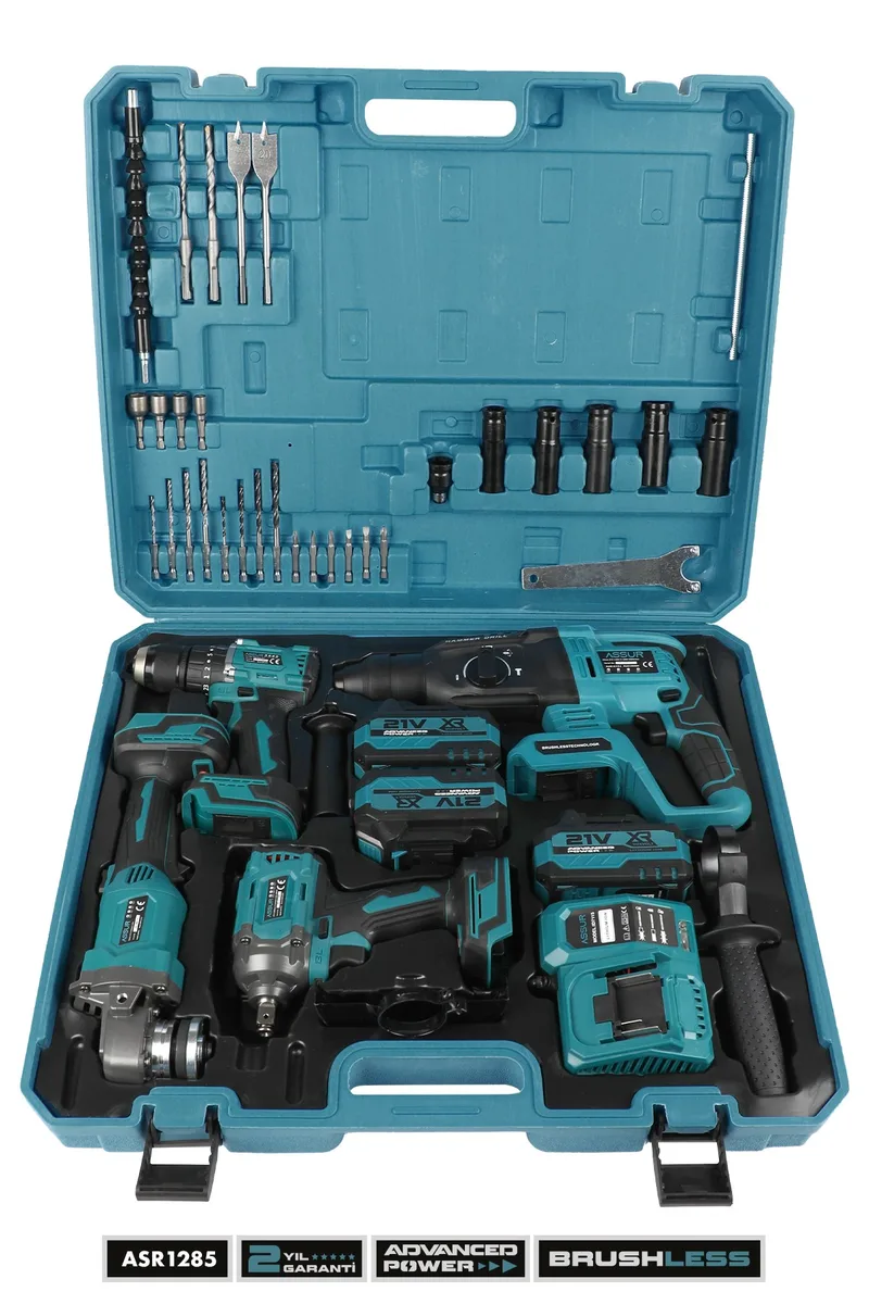 ASSUR 21V Darbeli Kömürsüz Kırıcı Delici Hilti Ve Matkap Ve Somun Sıkma Ve Taşlama 4'lü Set - Görsel 4