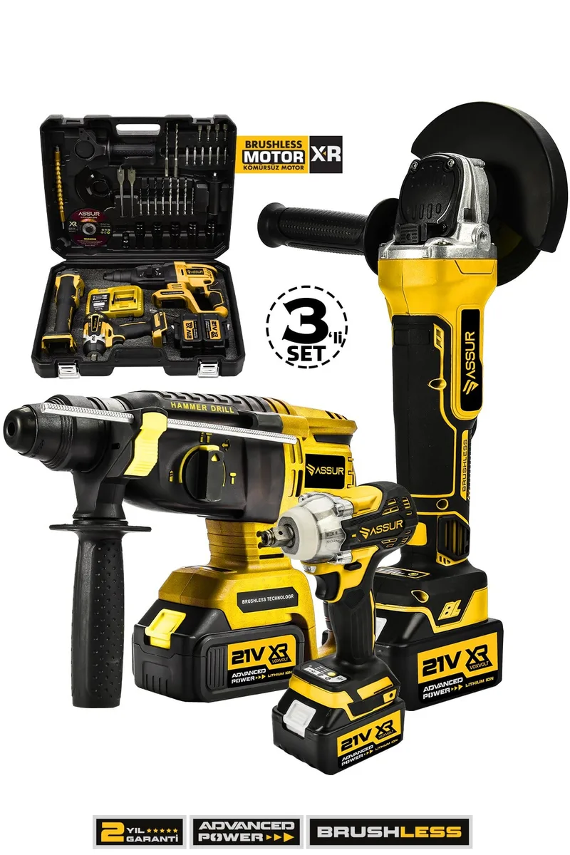 ASSUR 21V Profesyonel Çift Akülü Kırıcı Delici Hilti 2-26mm + Somun Sıkma + Taşlama 3'lü Set - Görsel 5