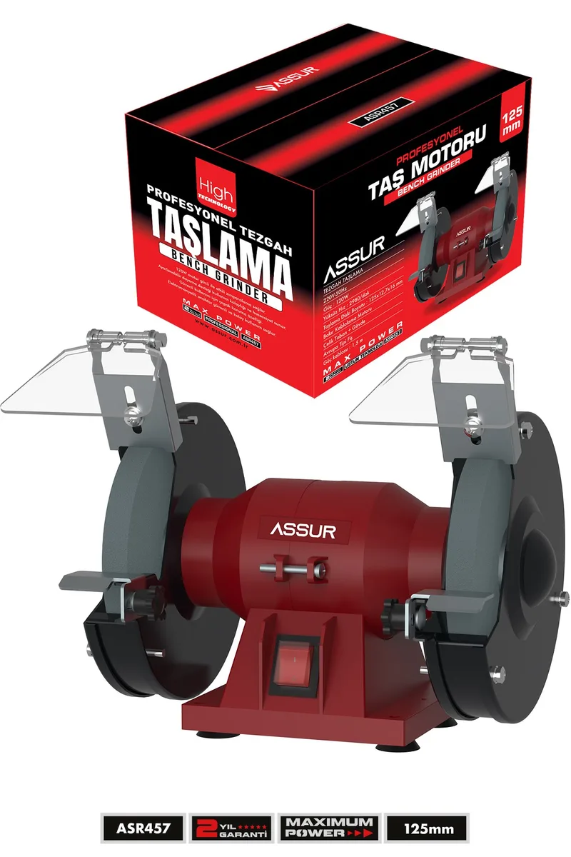 ASSUR 220W 125mm Disk Çapı Zımpara Balta Bıçak Bileme Makinesi Taş Motoru Tezgah Üstü Taşlama - Görsel 4