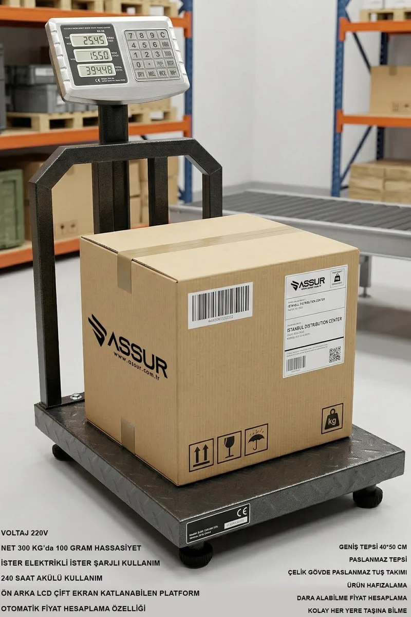 Assur 300 Kg Katlanabilir Dijital Platform Terazi - Yüksek Hassasiyetli Elektronik Kantar - Görsel 6