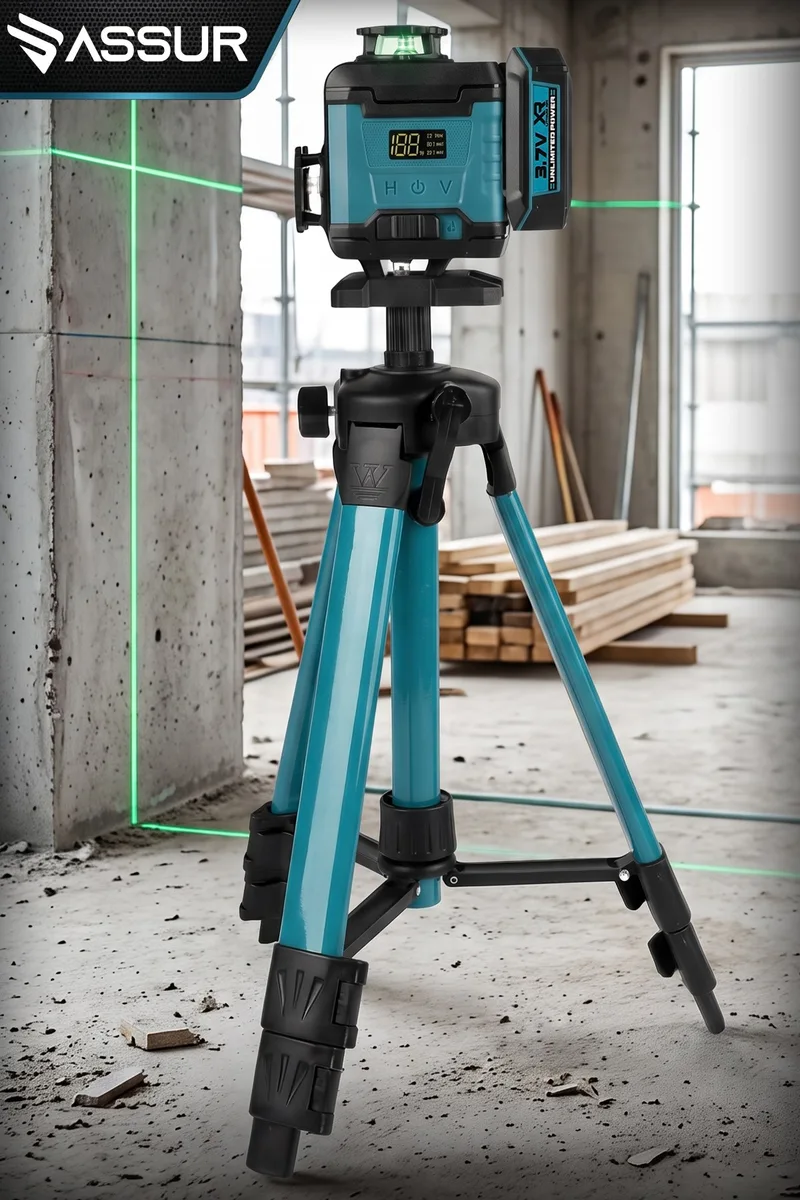 ASSUR 4.2V Çift Akülü 360 Derece 16 Köşe Otomatik Hizalama Tripod'lu Lazer Hizalama Cihazı - Görsel 2