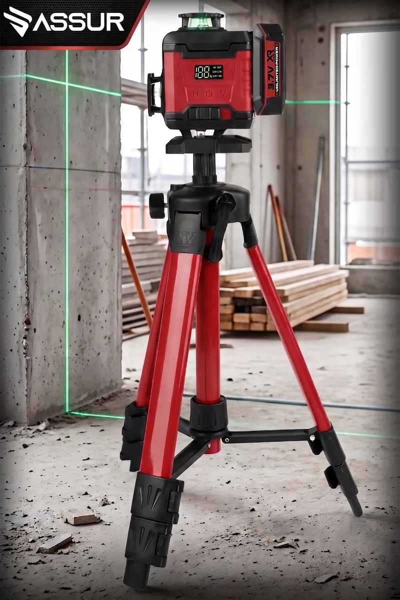 ASSUR 4.2V Çift Akülü 360 Derece 16 Köşe Otomatik Hizalama Tripod'lu Lazer Hizalama Cihazı - Görsel 5