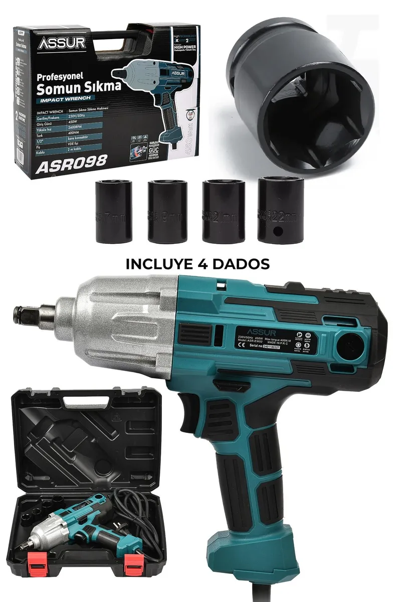 Assur 400 W Elektrikli Somun Sıkma Sökme Makinesi 400 NM Tork 1/2 Başlık - Görsel 4