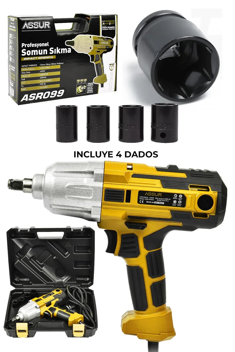 Assur 400 W Elektrikli Somun Sıkma Sökme Makinesi 400 NM Tork 1/2 Başlık - Görsel 7