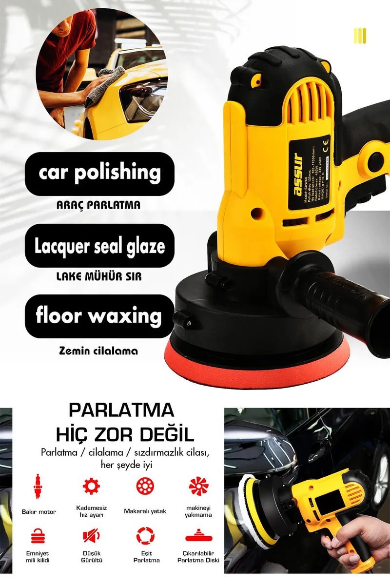 Assur 450W Elektrikli 125MM Dikey Polisaj Zımpara Makinesi - Görsel 6