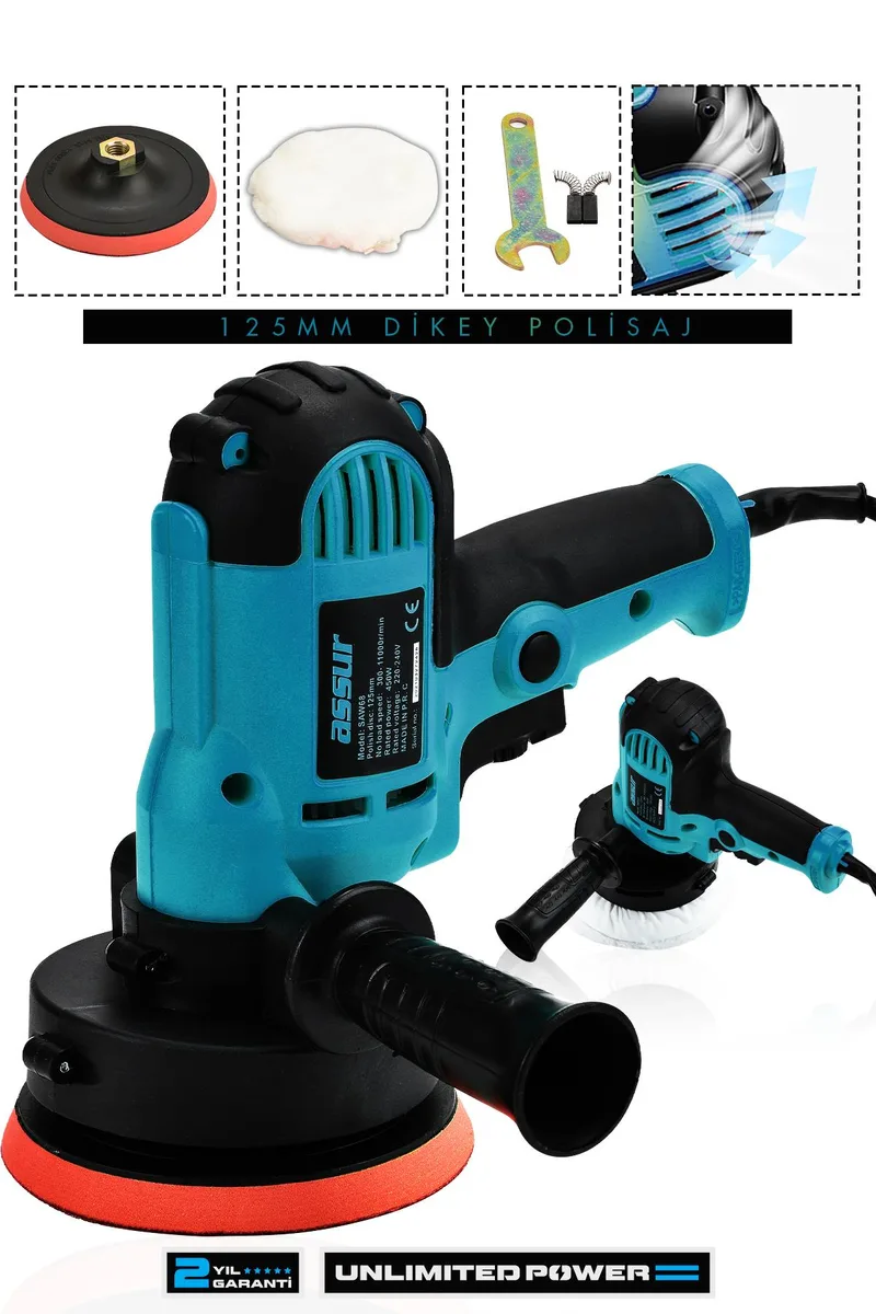 ASSUR 450W Elektrikli 125mm Disk Çapı Dikey Polisaj Zımpara Makinesi - Görsel 4
