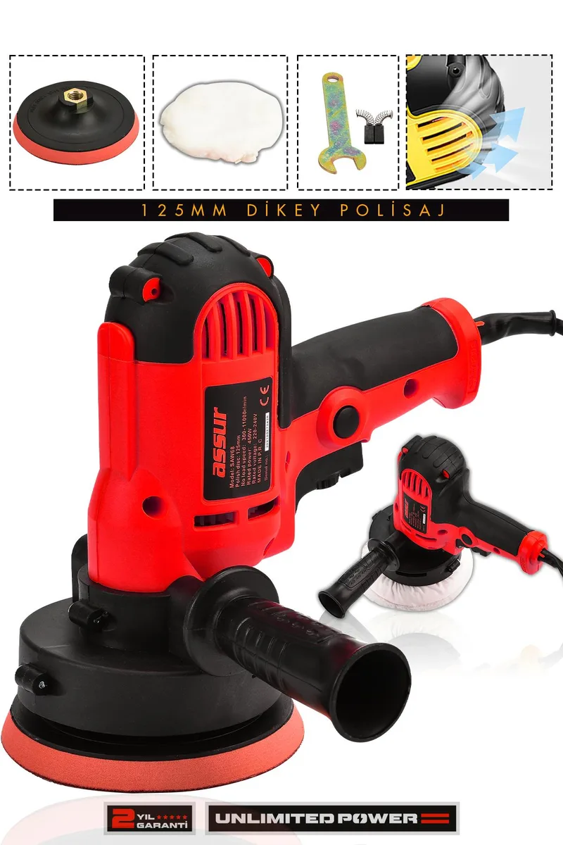 ASSUR 450W Elektrikli 125mm Disk Çapı Dikey Polisaj Zımpara Makinesi - Görsel 5