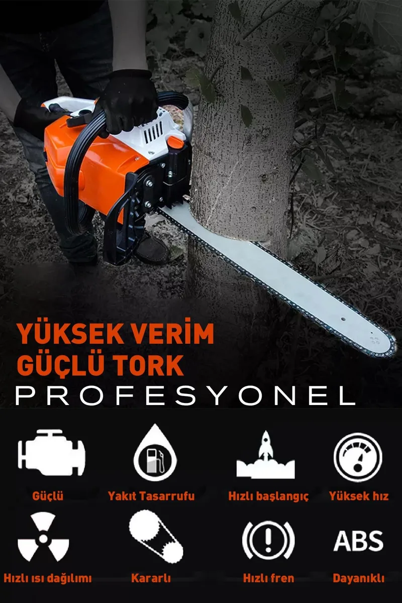Assur 52 Cc Benzinli Ağaç Odun Dal Kesme 45 Cm Testere - Görsel 6
