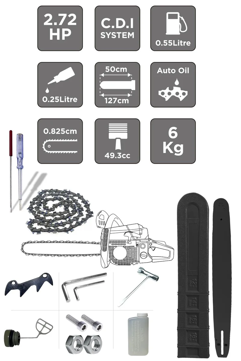 Assur 52 Cc Benzinli Ağaç Odun Dal Kesme 45 Cm Testere - Görsel 8