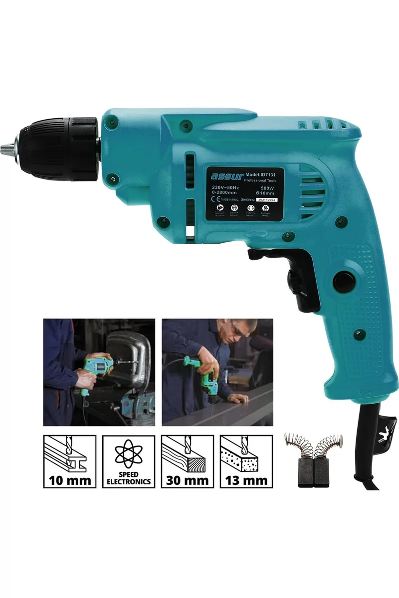 Assur 580W Metal Şanzıman 10mm Elektrikli Matkap - Görsel 8