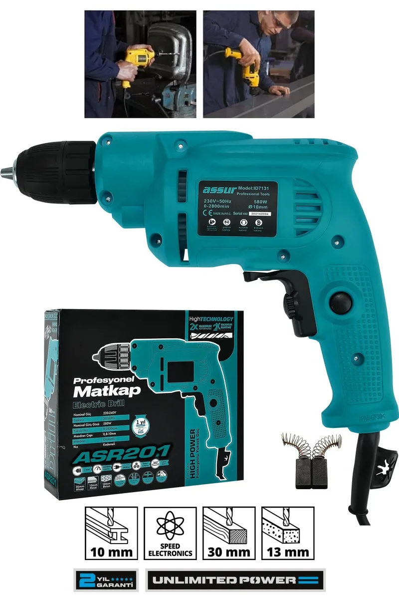 ASSUR 580W Metal Şanzıman 10mm Mandren Elektrikli Matkap - Görsel 5