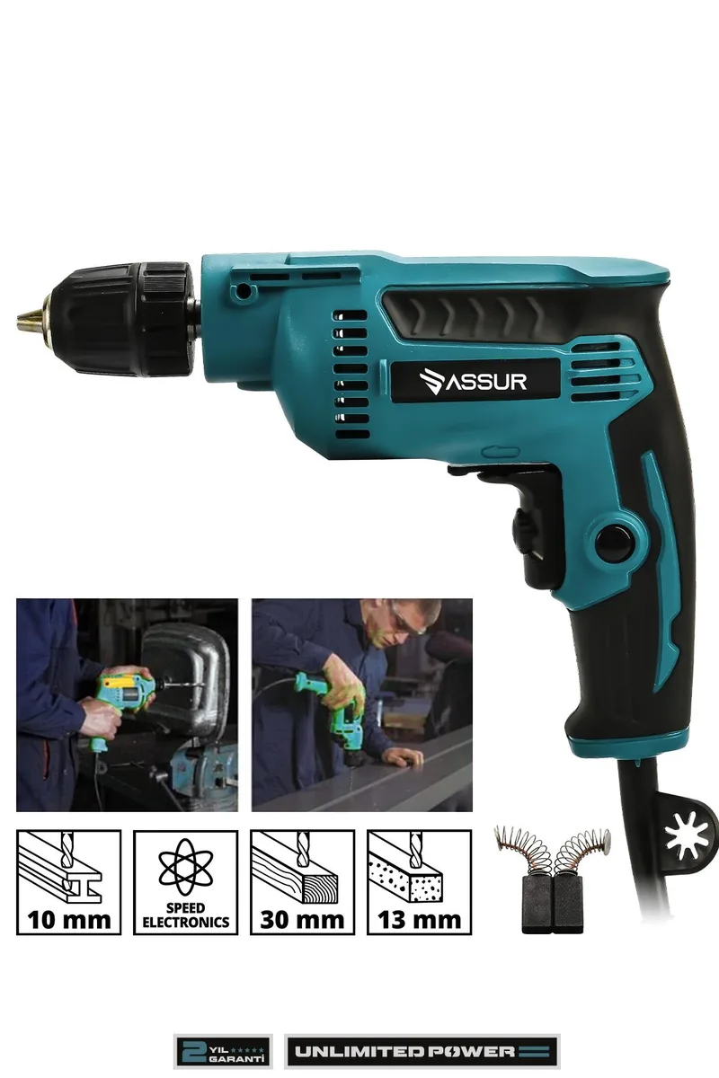 ASSUR 580W Metal Şanzıman 10mm Mandren Elektrikli Vidalama Matkap