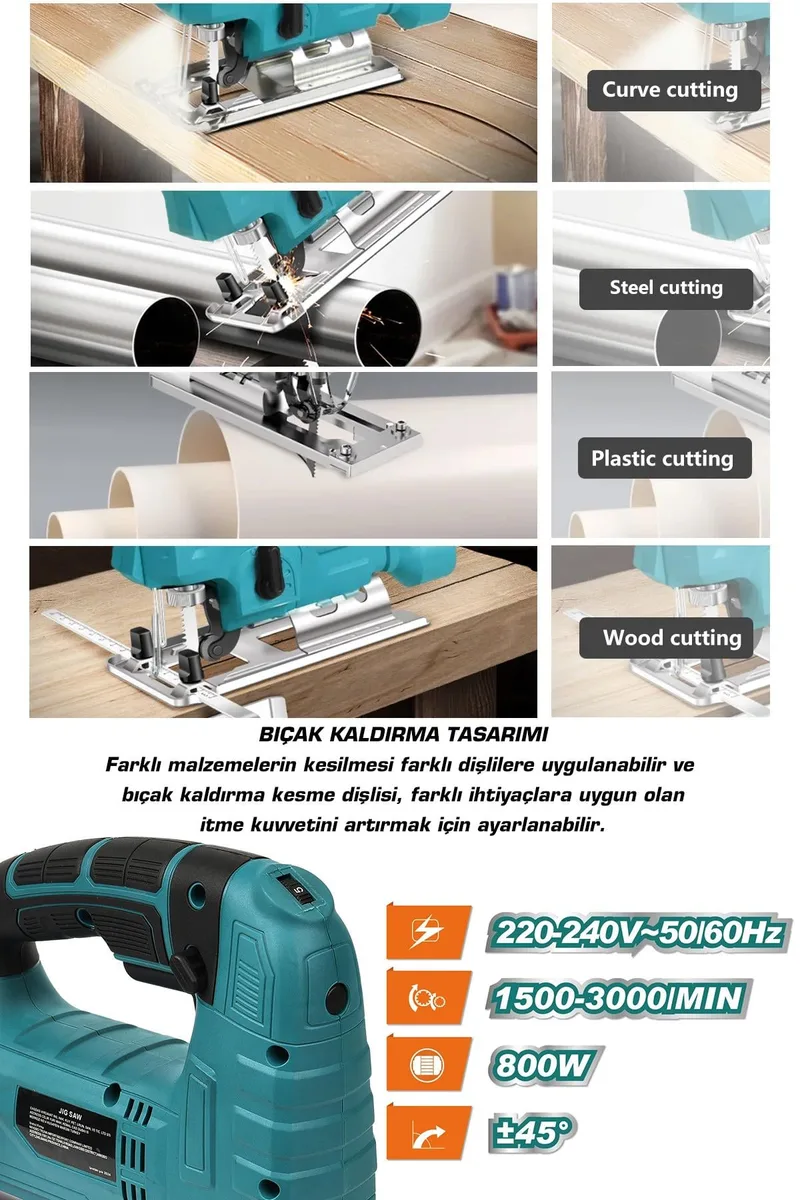 Assur 800 W Devir Ayarlı Dekupaj Testere Makinası - Görsel 3