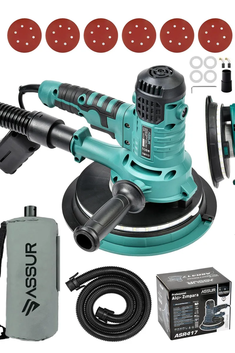 ASSUR 850W 360'Ledli Pro Alçıpan Zımpara Makinesi Toz Emmeli