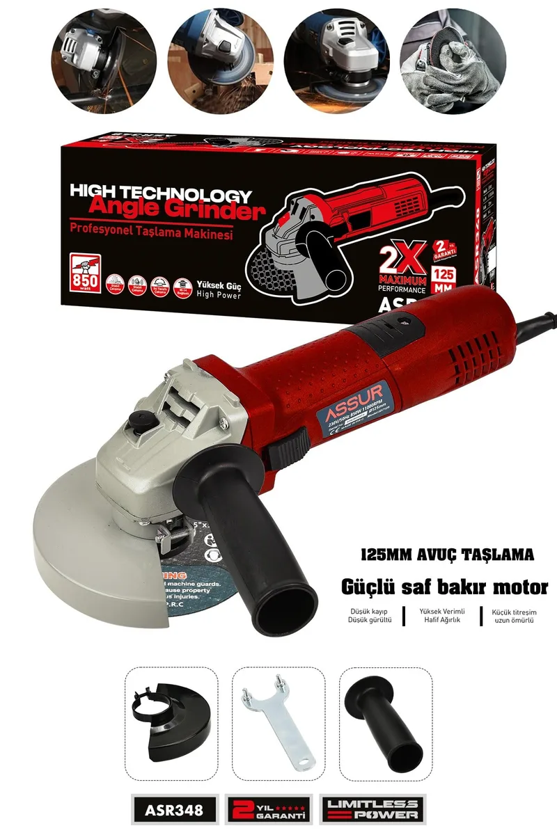 Assur 850W Avuç Taşlama Makinesi 125mm Bakır Sargılı Spiral - Görsel 7