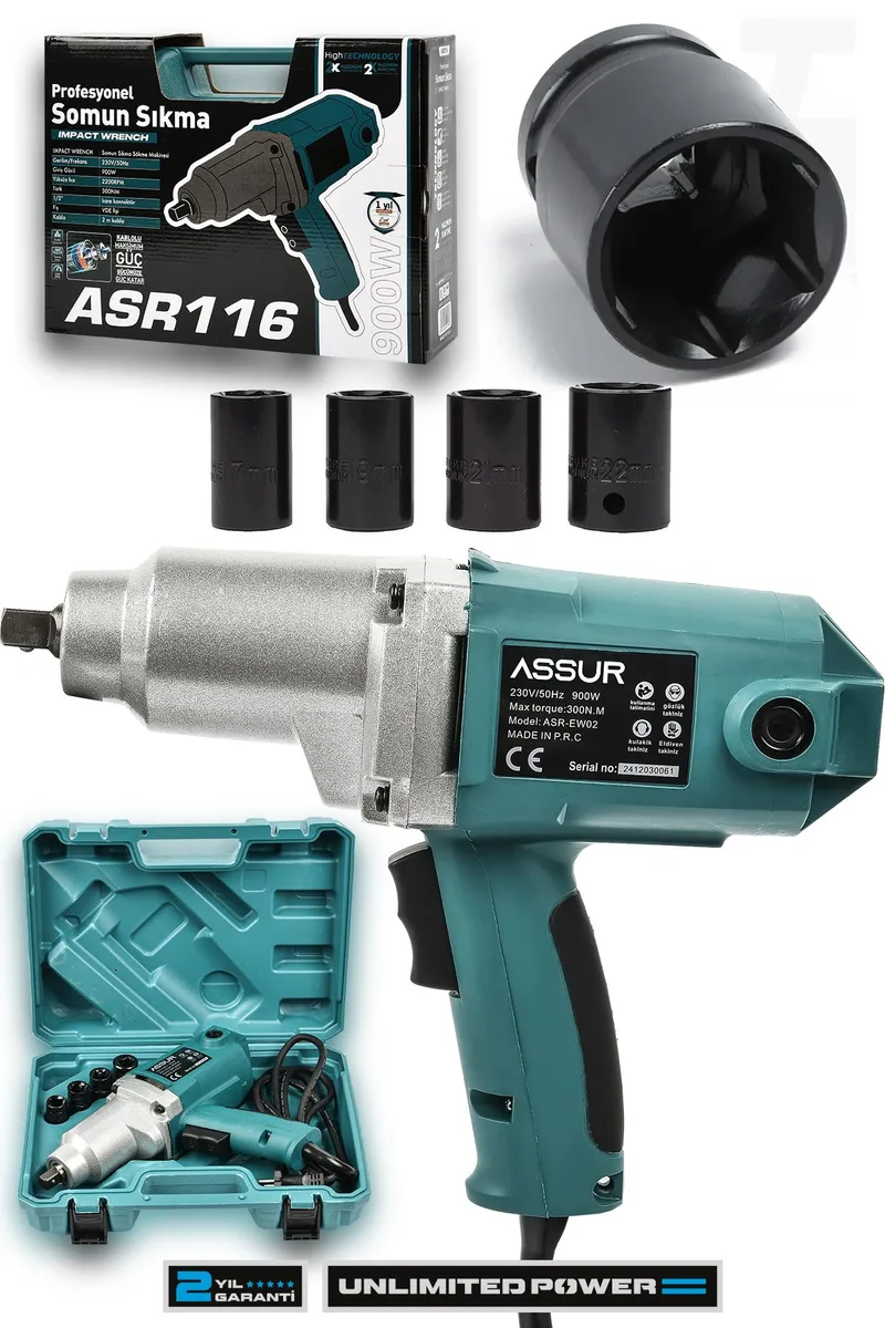 ASSUR 900W Elektrikli 300 Nm Tork Somun Sıkma Makinesi