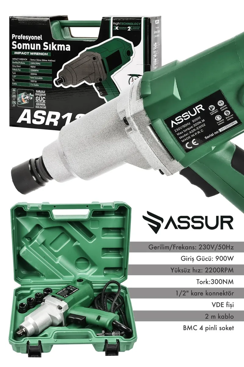 ASSUR 900W Elektrikli 300 Nm Tork Somun Sıkma Makinesi - Görsel 6
