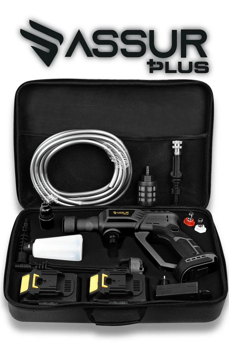 Assur Plus 21V 2 BATARYA Kömürsüz Motor Dijital Ekranlı Yüksek Basınçlı Akülü Şarjlı Oto Araba Yıkama Makinesi - Görsel 5