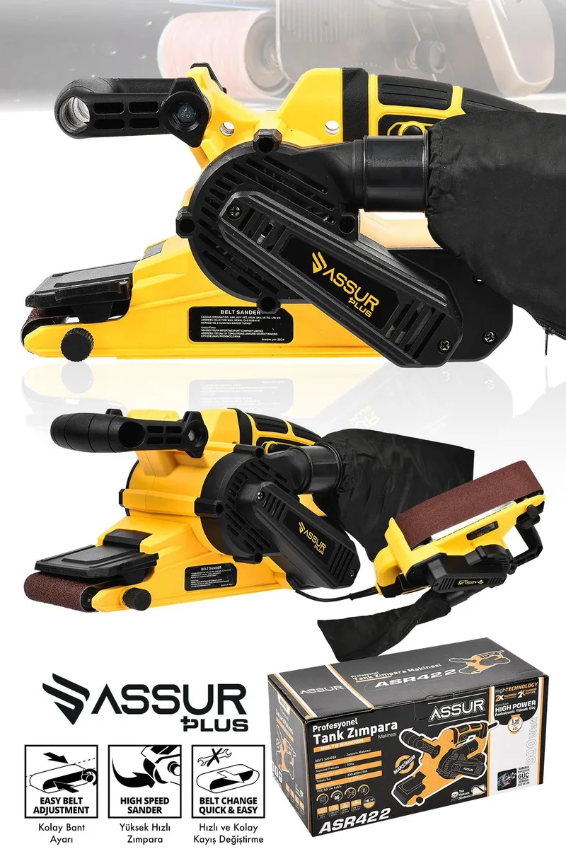 Assur Plus 900W Elektrikli Vakumlu Tozsuz Cila Özellikli Tank Zımpara Makinesi