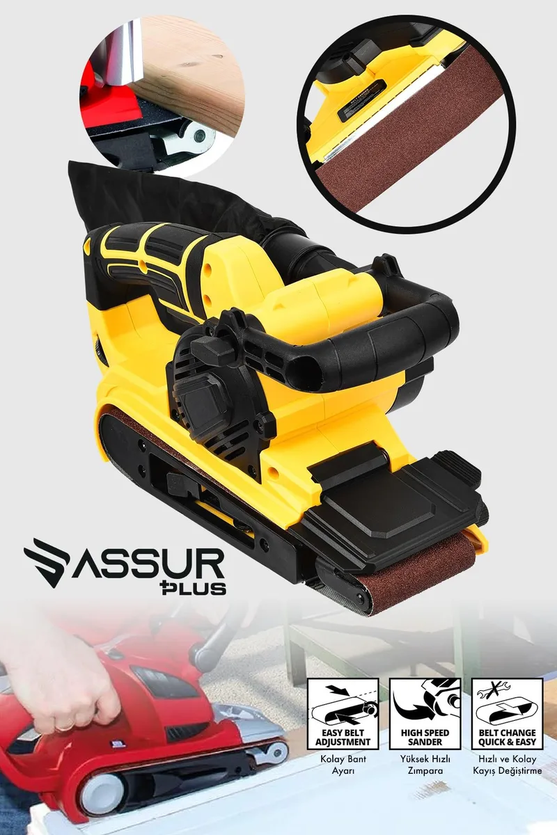 Assur Plus 900W Elektrikli Vakumlu Tozsuz Cila Özellikli Tank Zımpara Makinesi - Görsel 2