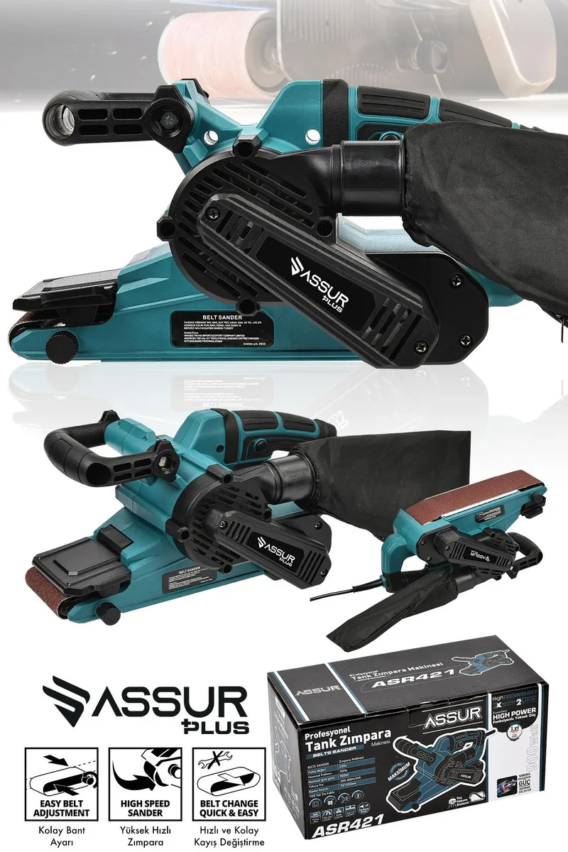 Assur Plus 900W Elektrikli Vakumlu Tozsuz Cila Özellikli Tank Zımpara Makinesi - Görsel 4