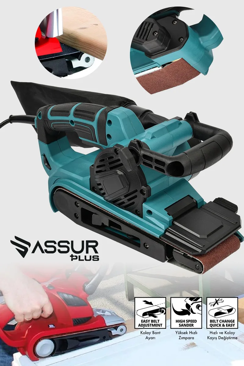 Assur Plus 900W Elektrikli Vakumlu Tozsuz Cila Özellikli Tank Zımpara Makinesi - Görsel 5
