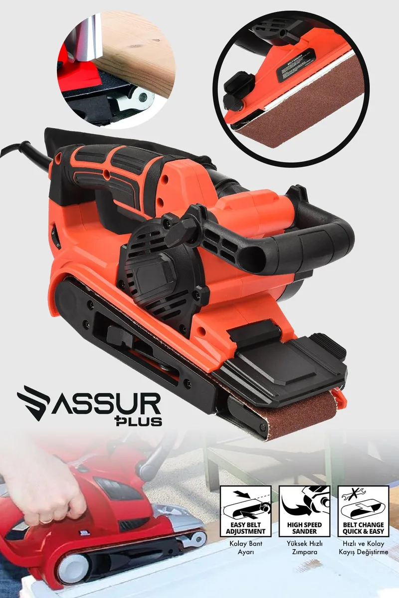 Assur Plus 900W Elektrikli Vakumlu Tozsuz Cila Özellikli Tank Zımpara Makinesi - Görsel 8