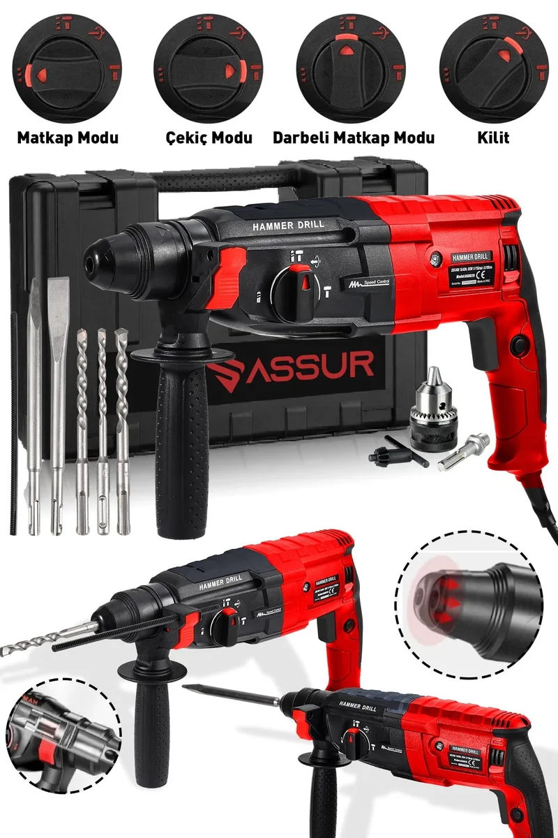 Assur Plus Profesyonel Metal Şanzıman Kırıcı Delici Hilti Darbeli Matkap 2-28mm - Görsel 5