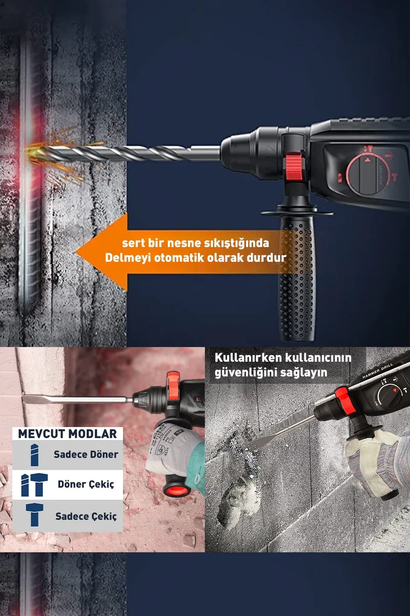 Assur Plus Profesyonel Metal Şanzıman Kırıcı Delici Hilti Darbeli Matkap 2-28mm - Görsel 8