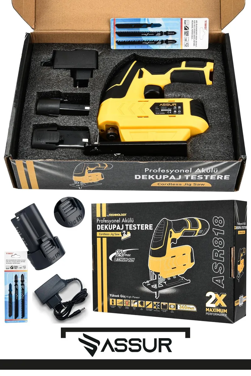 Assur Profesyonel 12 V Çift Akülü Şarjlı Dekupaj Testere Makinesi - Görsel 2
