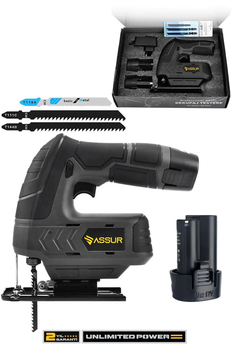 Assur Profesyonel 12 V Çift Akülü Şarjlı Dekupaj Testere Makinesi - Görsel 5