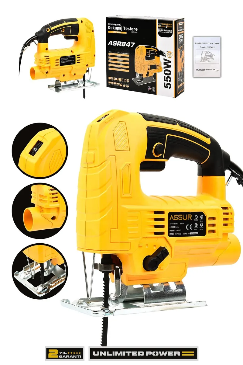 Assur Profesyonel 550W Devir Ayarlı Dekupaj Testere Makinesi - Görsel 4